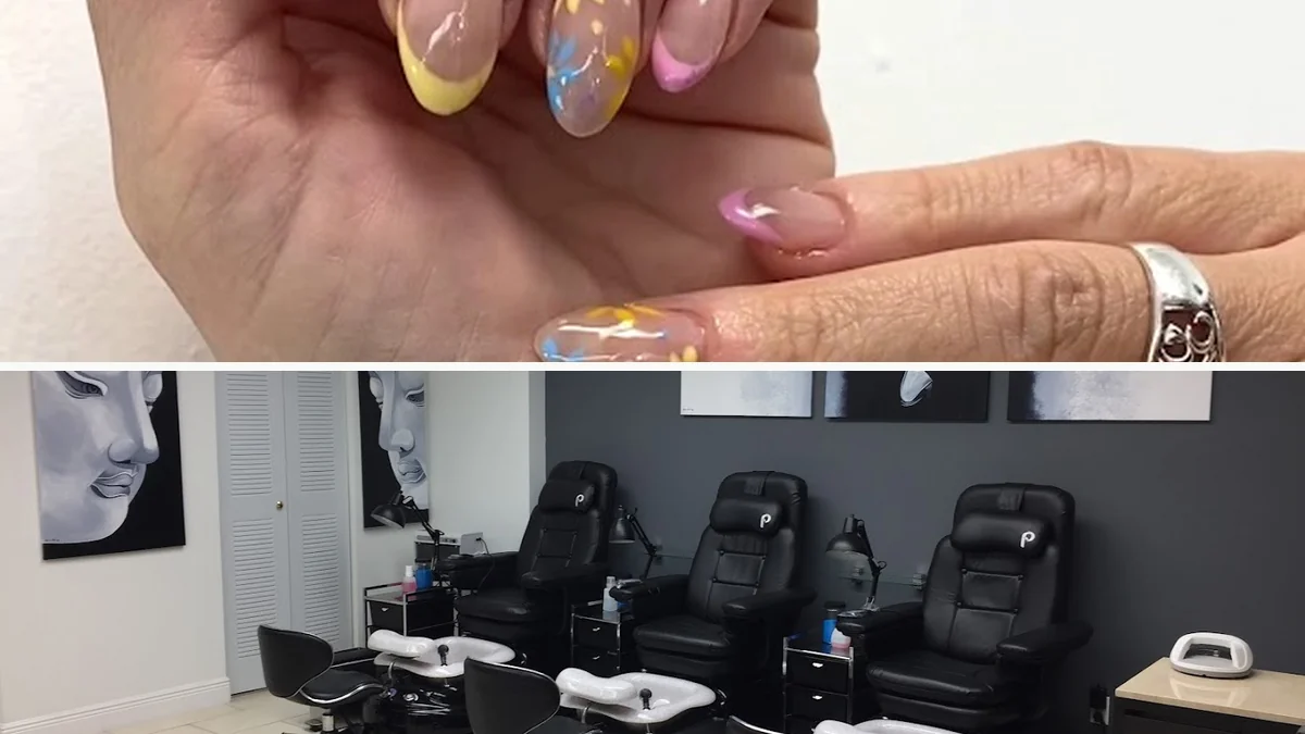 Bright salon seating for nail appointments.